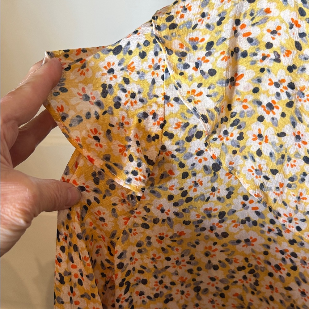 Democracy Romantic Floral Blouse Ruffle Peplum Cottagecore Top M - Picture 8 of 12